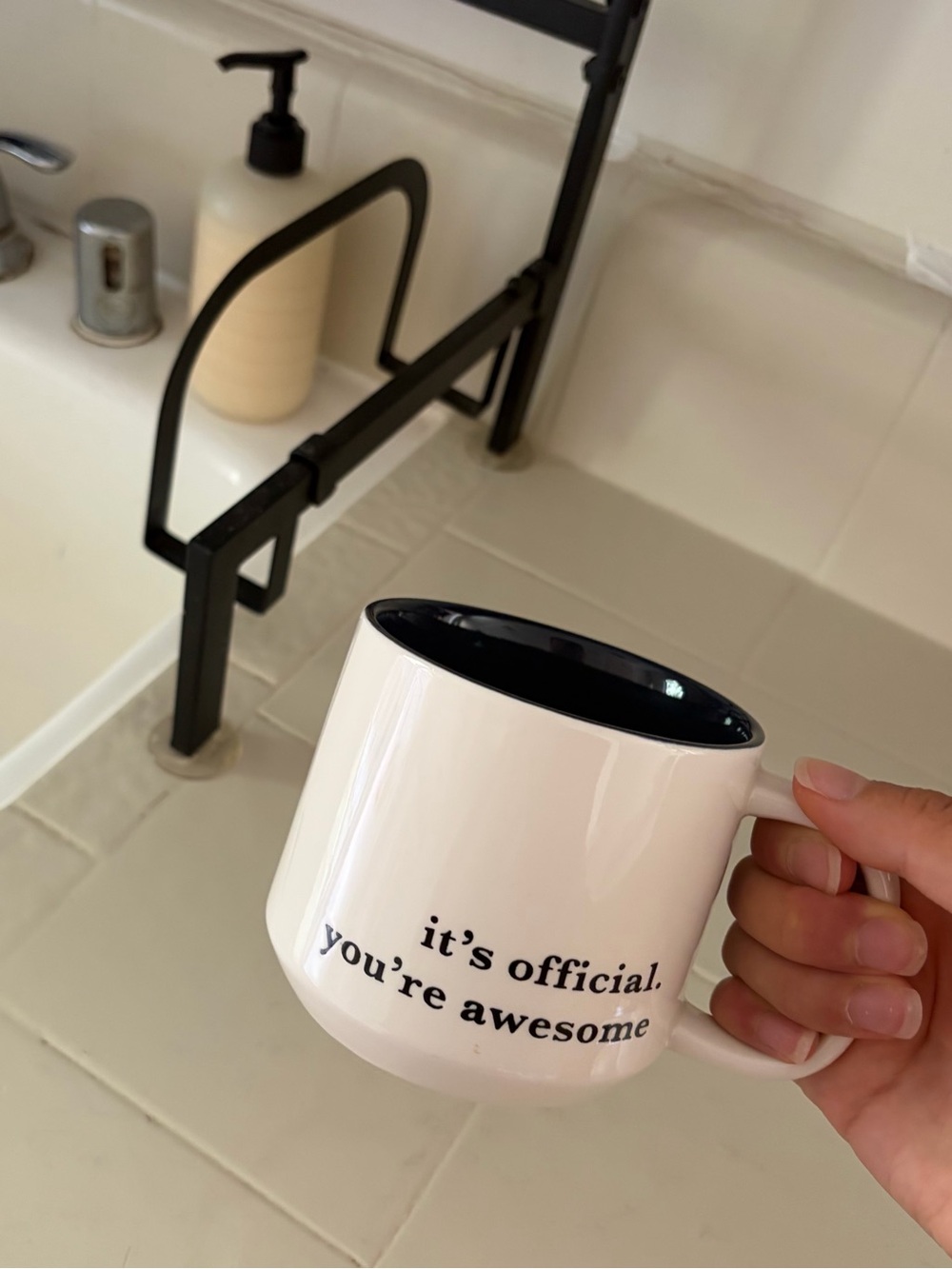 "it's official. you're awesome" mug
